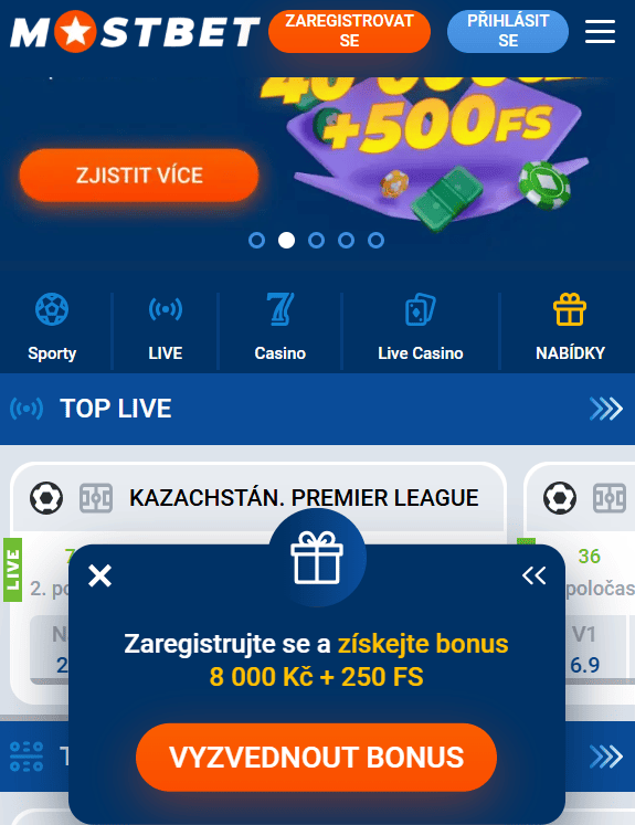 Bonusy a akce Mostbet CZ